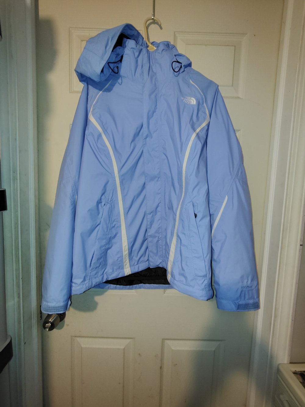 The North Face Light Blue Hooded Waterproof Rain Jacket